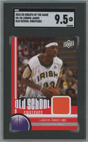2010 UD Greats of the Game Old School Swatches LeBron James SGC 9.5 MINT+