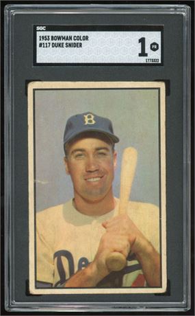1953 Bowman Color #117 Duke Snider SGC 1 POOR (READ)
