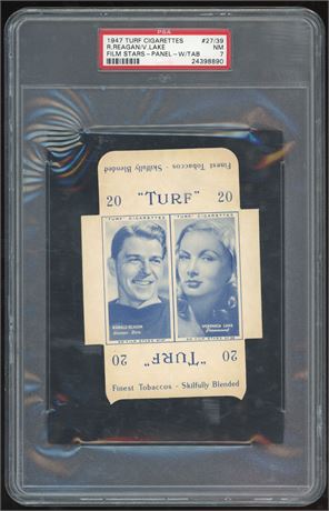 1947 Turf Film Stars-W/Tab #27/39 R Reagan/V Lake PSA 7 NM