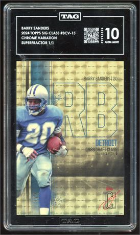 2024 Topps Sig Class Barry Sanders Chrome Variation Superfractor 1/1 TAG 10