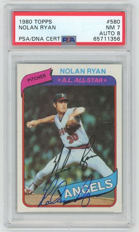 1980 Topps #580 Nolan Ryan Auto PSA 7 Auto 8