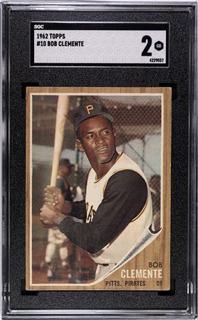 1962 Topps #10 Roberto Clemente SGC 2 GOOD