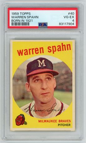 1959 Topps #40 Warren Spahn Born In 1921 PSA 4 VGEX
