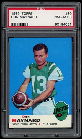 1969 Topps #60 Don Maynard PSA 8 NMMT