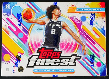 2025 Topps Finest Basketball Sealed Hobby Box 2 Autographs' Per Box