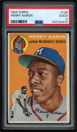 1954 Topps #128 Hank Aaron RC PSA 2