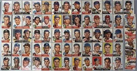 1953 Topps Lot (73) Most Cards VGEX-EX, a few EXMT w/ Mathews/Mize