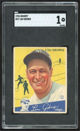 1934 Goudey #37 Lou Gehrig SGC 1 POOR