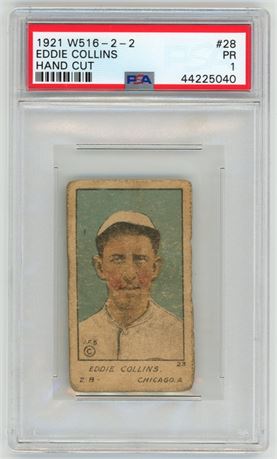 1921 W516-2-2 #28 Eddie Collins Hand Cut PSA 1 POOR