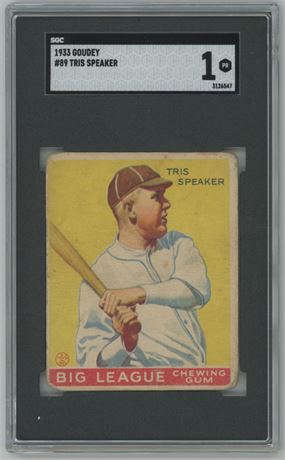 1933 Goudey #89 Tris Speaker SGC 1 POOR