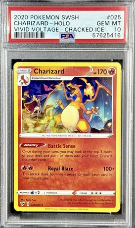 2020 Pokemon SWSH #025 Charizard-Holo Vivid Voltage - Cracked Ice PSA 10