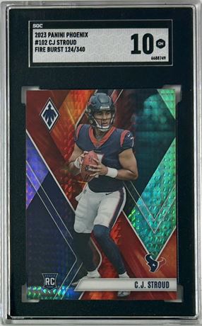 2023 Panini Phoenix #102 CJ Stroud RC Fire Burst 124/340 SGC 10 GEM MINT
