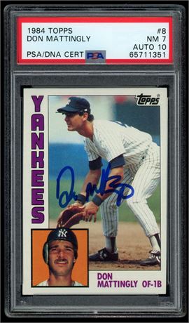 1984 Topps #8 Don Mattingly RC PSA 7 Auto 10