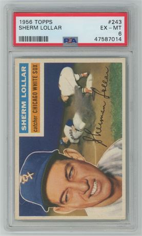 1956 Topps #243 Sherm Lollar PSA 6 EXMT Nice Centering!