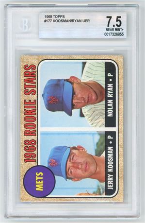 1968 Topps #177 Nolan Ryan RC BGS 7.5 NM+ Great Color