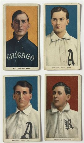 1909-11 T206 Piedmont Raw Lot (4) Barger, Krause, Dygert, and Atz Portraits