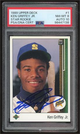 1989 Upper Deck #1 Ken Griffey Jr Star Rookie PSA 8 Auto 10