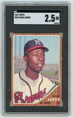 1962 Topps #320 Hank Aaron SGC 2.5 GOOD+