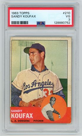 1963 Topps #210 Sandy Koufax PSA 3 VG