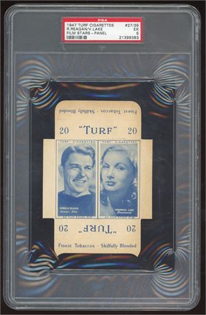 1947 Turf #27 Ronald Reagan & Veronica Lake Film Stars Panel PSA 5 EX