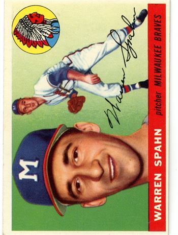 1955 Topps #31 Warren Spahn White Back VGEX+