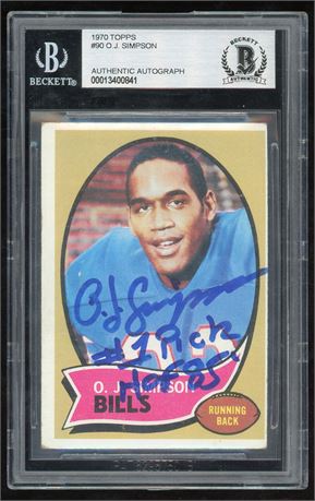 1970 Topps #90 OJ Simpson Auto