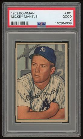 1952 Bowman #101 Mickey Mantle PSA 2 GOOD