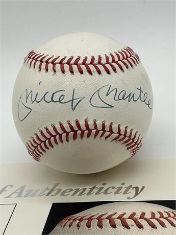 Mickey Mantle Autographed Bobby Brown Era American League Baseball JSA