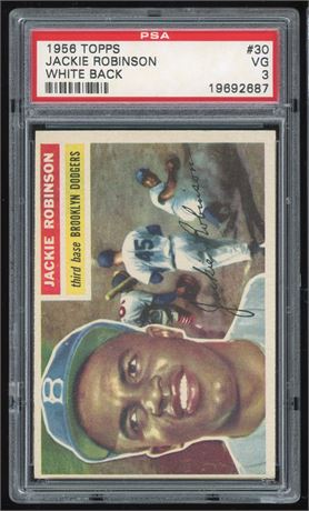 1956 Topps #30 Jackie Robinson White Back PSA 3 VG