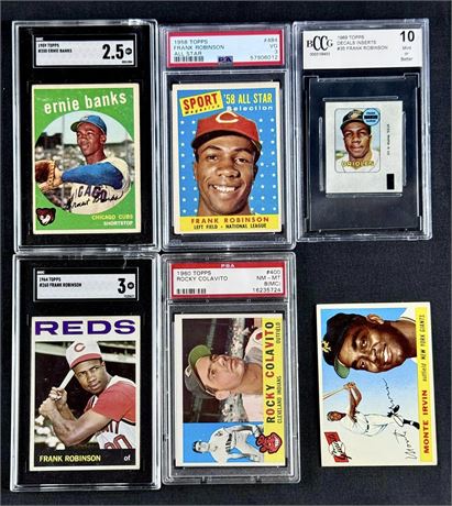 1955-1969 Topps Baseball Stars/HOF Graded Lot (6) w/ Banks, Robinson & Irvin