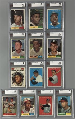 1961 Topps BVG Graded Star Lot GOOD+ to NM w/ Aaron, Clemente, Musial, Banks ETC