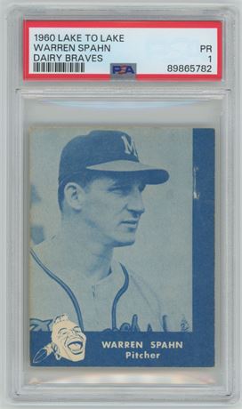 1960 Lake to Lake Warren Spahn Dairy Braves PSA 1 POOR