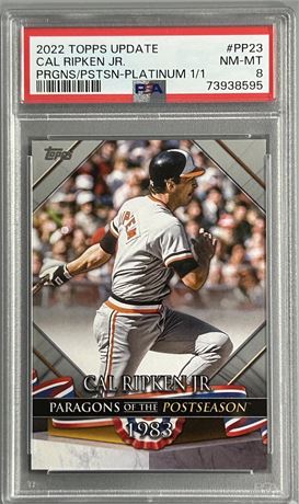 2022 Topps Update Paragons of the Postseason Cal Ripken Jr 1/1 PSA 8 NMMT