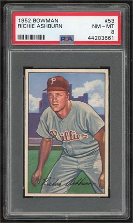 1952 Bowman #53 Richie Ashburn PSA 8 NMMT NICE