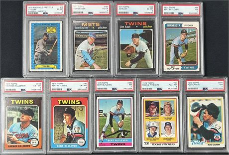 1970-1978 PSA Graded HOF Lot (9) Avg ~ PSA 6