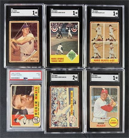 1960-1968 Topps Roger Maris PSA/SGC Graded Lot (6)