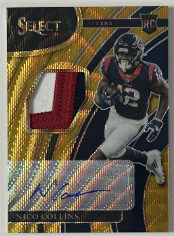 2021 Panini Select Nico Collins RPA Gold Disco Prizm SSP /10 READ