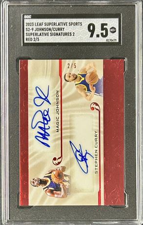 2023 Leaf Superlative Johnson/Curry Superlative Signatures Red 2/5 SGC 9.5