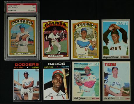 1970-1972 Topps Baseball Lot (8) w/ Stars, SP's, and Hi#'s Low Grade to NM