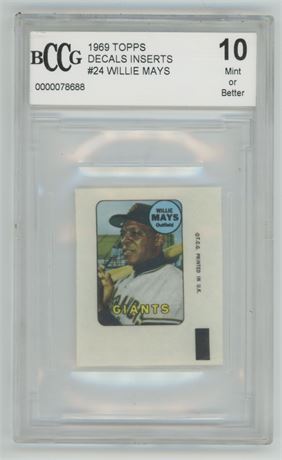 1969 Topps Decals #24 Willie Mays BCCG 10 MINT or Better