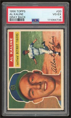 1956 Topps #20 Al Kaline Gray Back PSA 4 VGEX