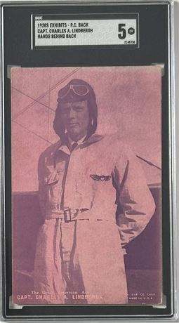 1920s Exhibits PC Back Capt. Charles A Lindbergh Hand Behind Back SGC 5 EX