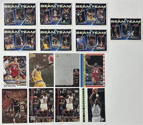 Basketball Lot (13) w/ Kobe RC, Curry RC, Jordan Inserts, & Beam Team Set (1-7)