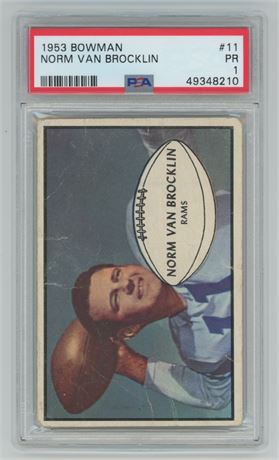 1953 Bowman #11 Norm Van Brocklin PSA 1 POOR