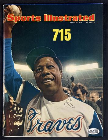 1974 Sports Illustrated Hank Aaron Home Run 715 Record Signed JSA Authentic Auto