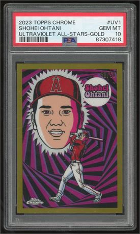 2023 Topps Chrome Shohei Ohtani Ultraviolet All-Stars Gold 43/50 PSA 10