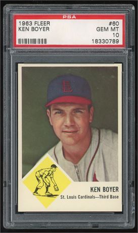 1963 Fleer #60 Ken Boyer PSA 10 GEM MINT POP 3