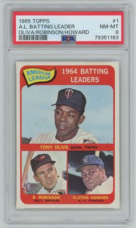 1965 Topps #1 AL Batting Leaders Oliva/Robinson/Howard PSA 8 NMMT