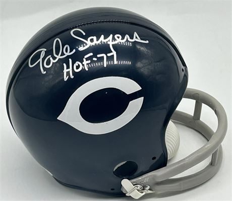 Gale Sayers Signed Bears Mini Helmet w/ Display Case PSA