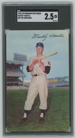 1953-55 Dormand Postcards Mickey Mantle Bat on Shoulder SGC 2.5 GOOD+